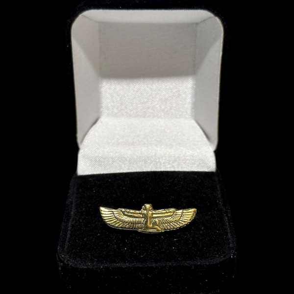 Vintage Egyptian Brass Goddess Isis with Wings Outstretched Adjustable Ring - Handmade in Egypt - Solid Brass - 3cm