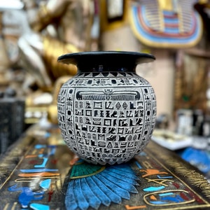 Egyptian Stone Vase  - Hand-Carved in Egypt - Heavy Solid Basalt Stone Decorative Vase