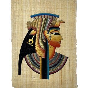 Cleopatra VII Papyrus Ancient Egyptian Queen Cleopatra Hand Made & Hand Painted in Egypt #4