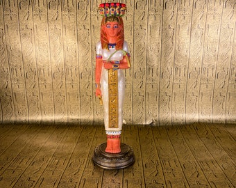 Vintage Ägyptischer Göttinnen Kerzenständer - Antike ägyptische Göttin Altar Kerzenhalter - Handgemalt Votivhalter