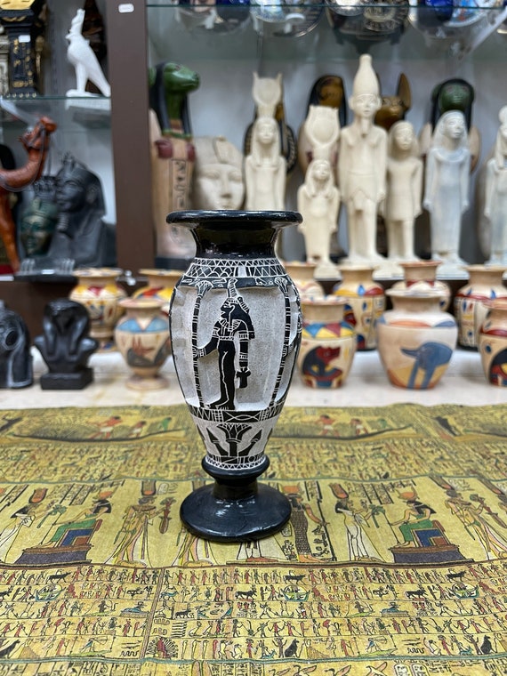 Black Hand Carved Stone Vase Black Hand Carved Stone Vase