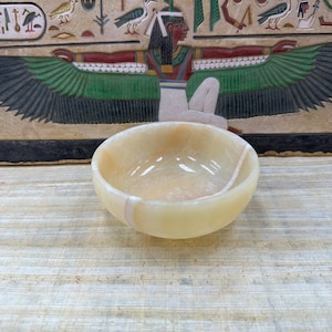 Egyptian Alabaster Bowl Hand-carved in Egypt Small Multi-use Dish Natural Stone image 2