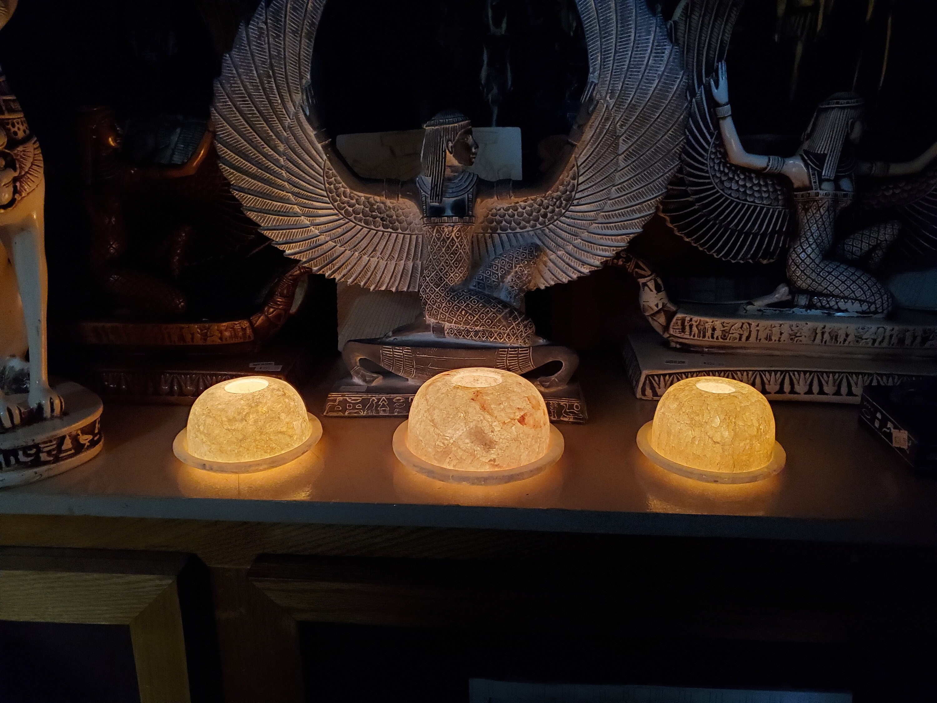 Bougeoir En Albâtre - Photophore égyptien - Lumière Ambre Apaisante - Décoration D'intérieur Pierre Naturelle - 5