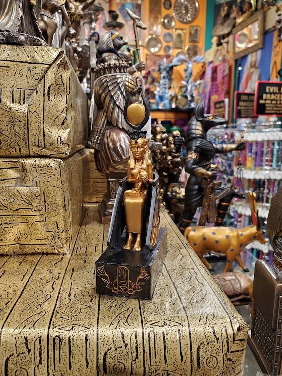 Vintage Egyptian Goddess Isis Statue with Child Horus - Ancient Egyptian Goddess Isis With Wings Statue - 11.4 inches / 29 cm