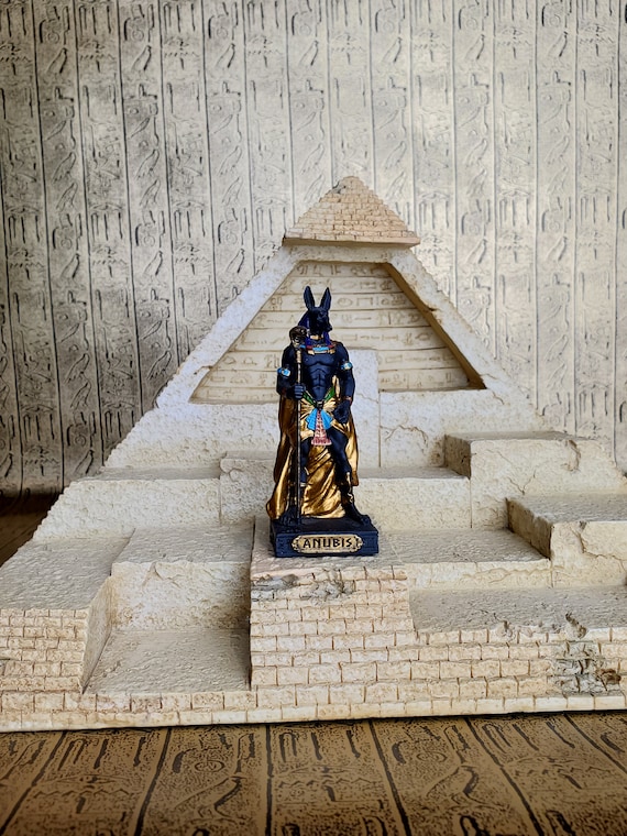 Vintage Anubis Mini Statue - Small Hand-Painted Ancient Egyptian Jackal God Anubis - Mini Altar Statue - 3.5''/9cm tall!