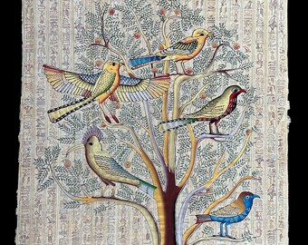 Papiro Egiziano Originale Dipinto A Mano - Albero Della Vita, Misura 90 X 60 Cm, Realizzato In Egitto