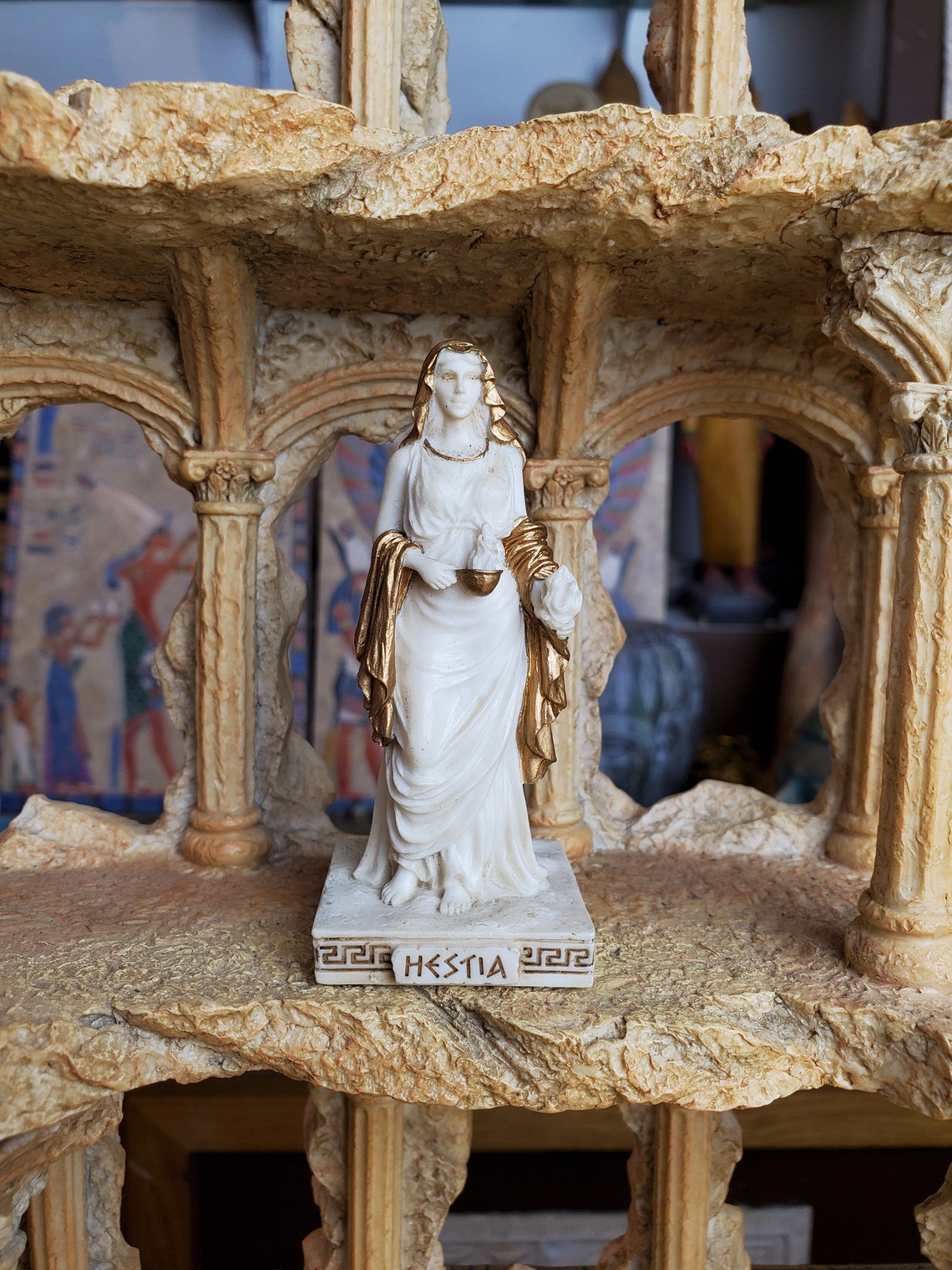 Hestia Mini Statue  Small Hand-Painted Ancient Greek Goddess image 0
