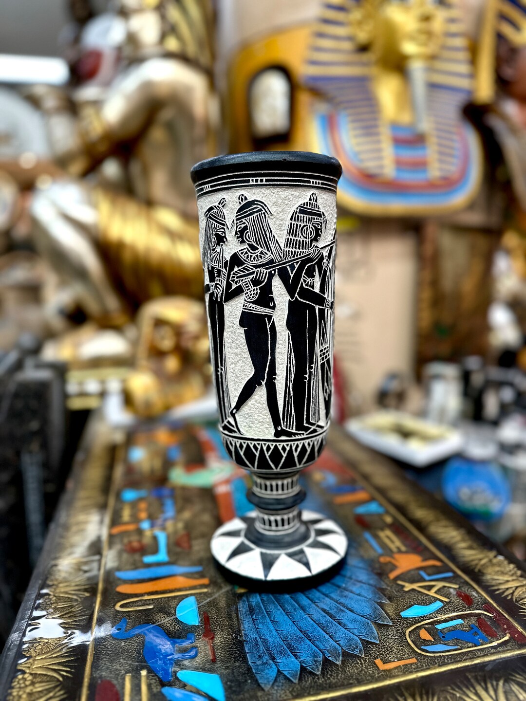 Egyptian Stone Vase Handcarved in Egypt Heavy Solid Basalt Stone Decorative Vase Etsy