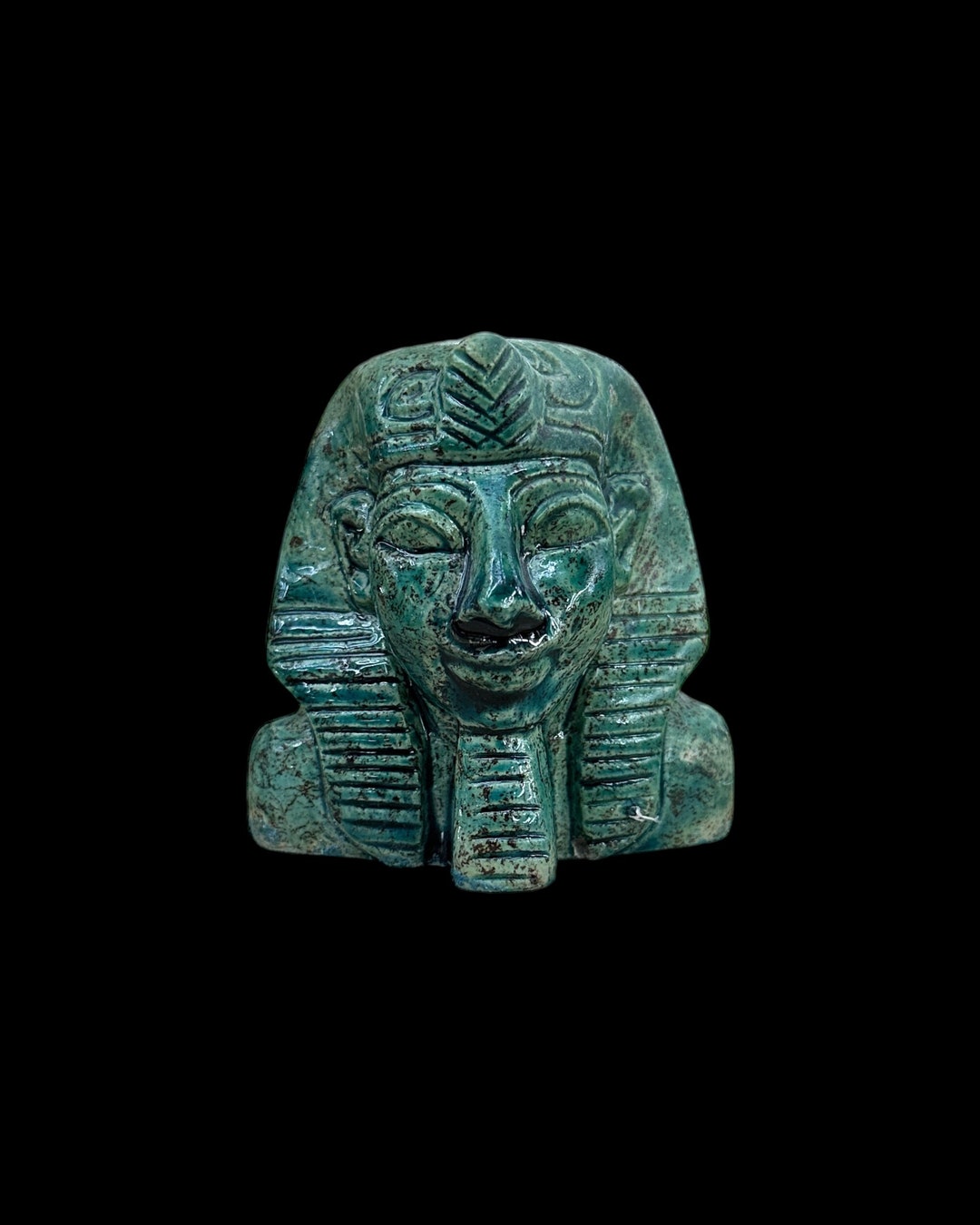 Egyptian Pharaoh Bust Statue - Egyptian Blue Faience - Handcrafted in ...