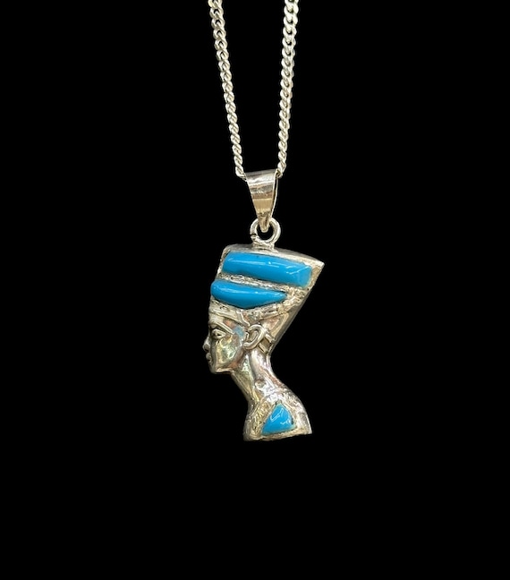 Vintage Nefertiti Pendant - Sterling Silver - Mad… - image 3