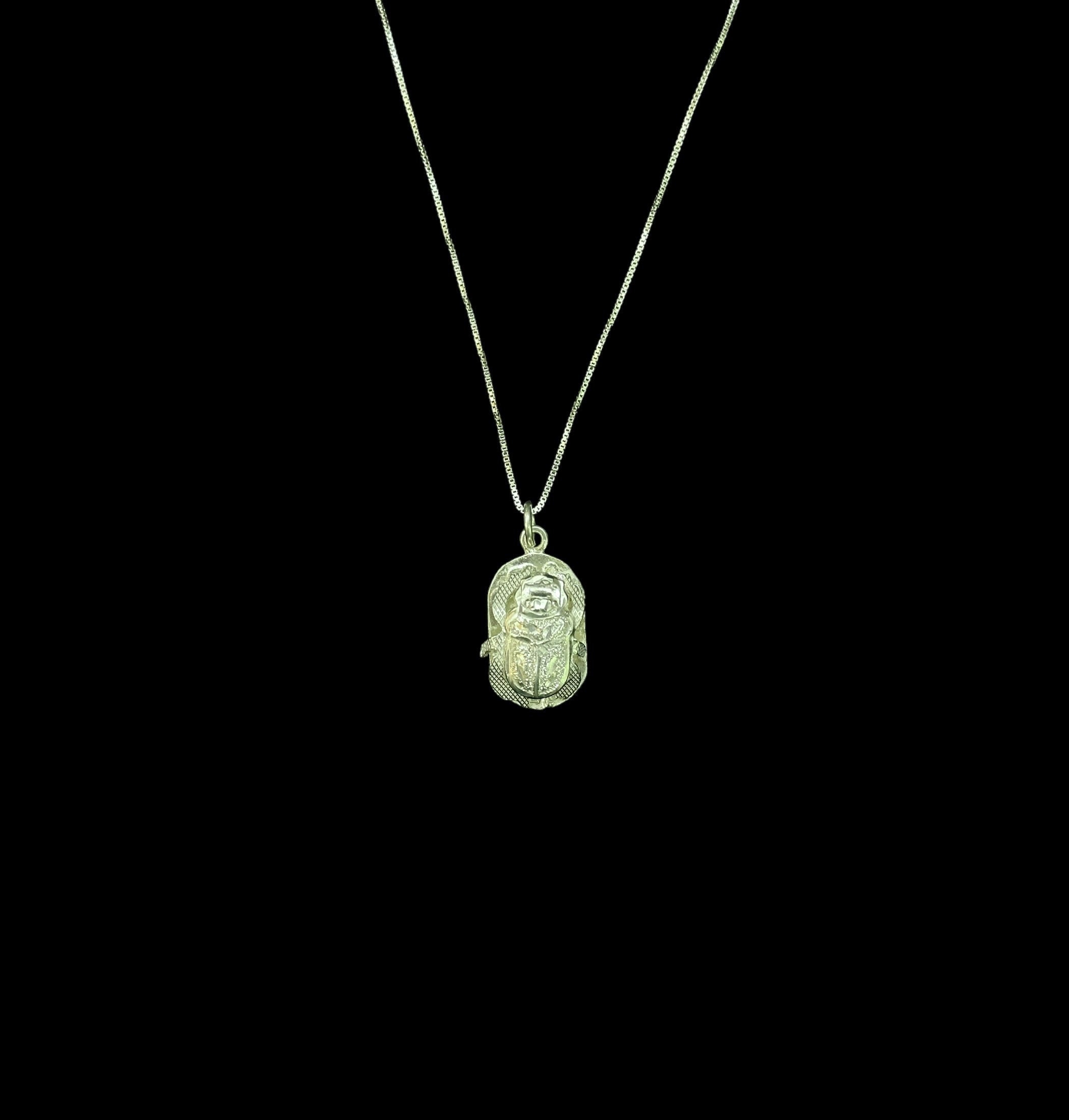Egyptian Scarab Pendant - Sterling Silver - Made in Egypt - Vintage Ancient Egyptian Style - 925 Silver Pendant