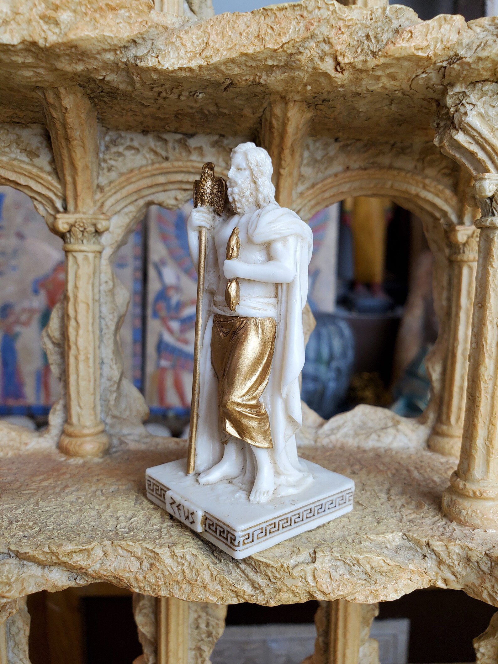Vintage Zeus Mini Statue Small HandPainted Ancient Greek Etsy