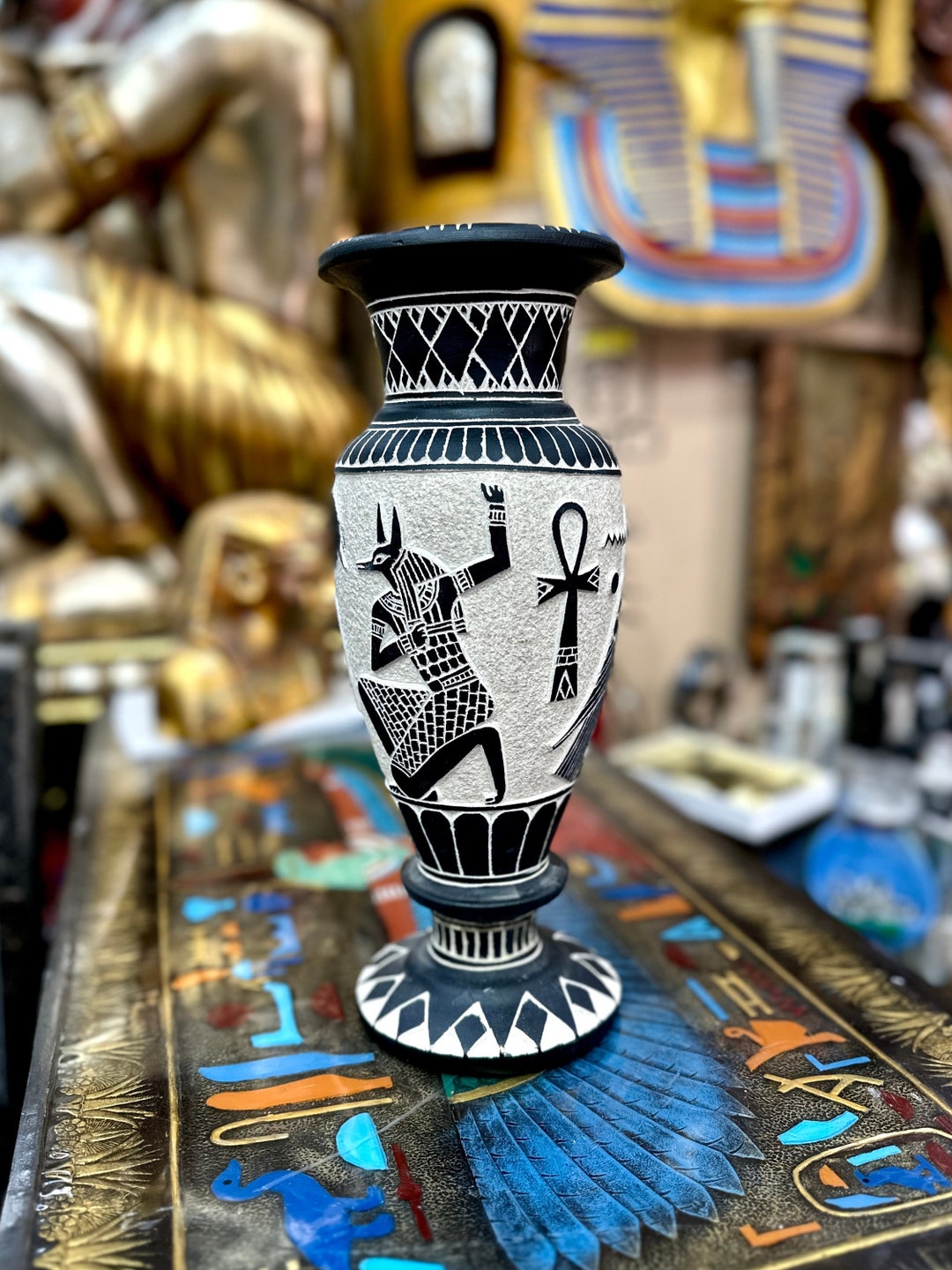 Egyptian Stone Vase Handcarved in Egypt Heavy Solid Etsy