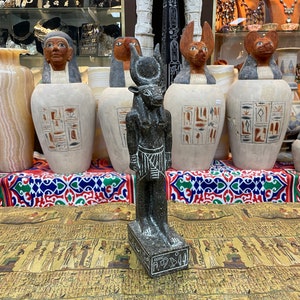 Hathor Statue - Statue Handmade in Egypt - Ancient Egyptian Cow Goddess Hathor with Cartouche
