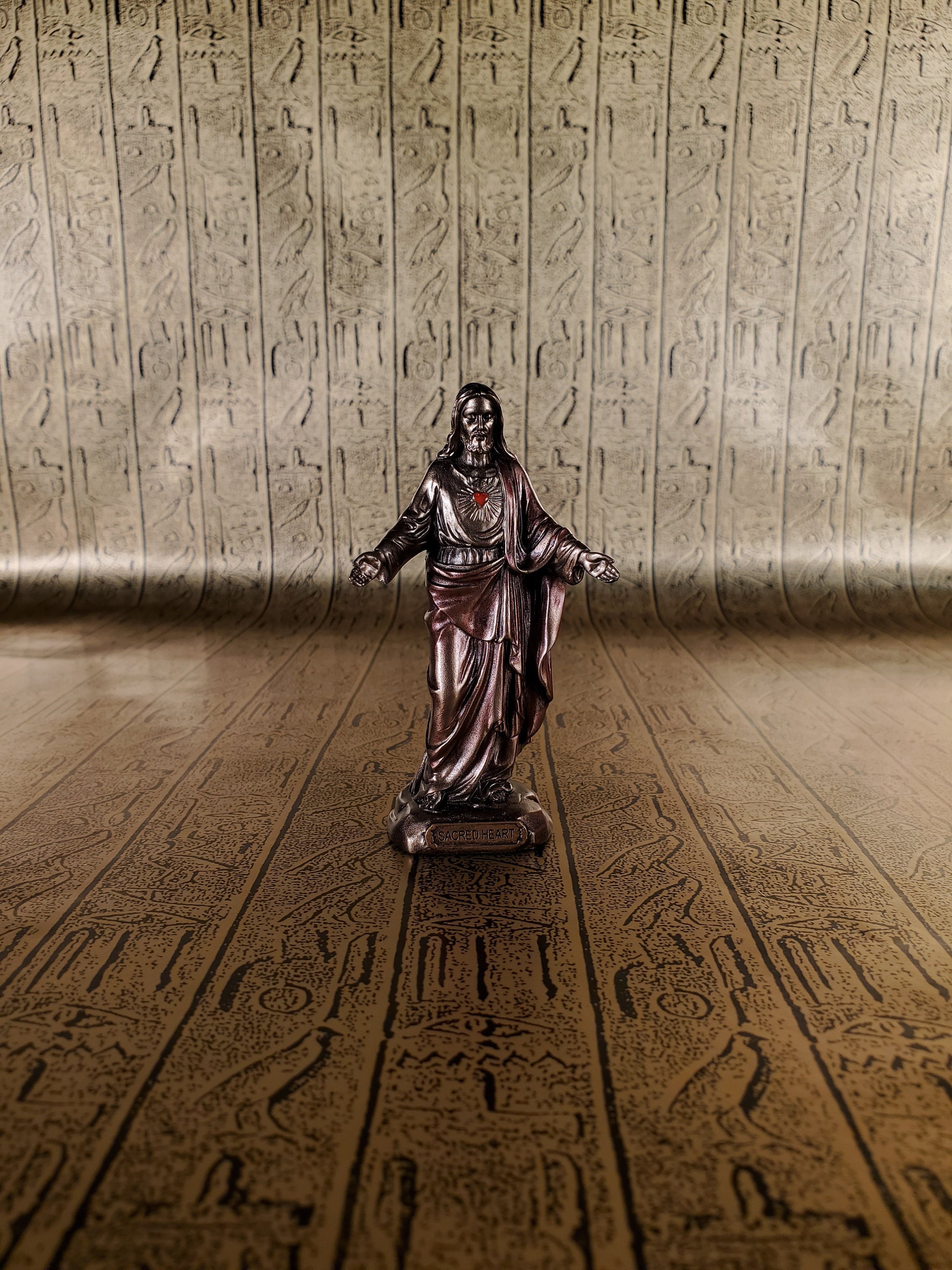 Vintage Sacred Heart of Jesus Mini Statue - Small Hand-crafted