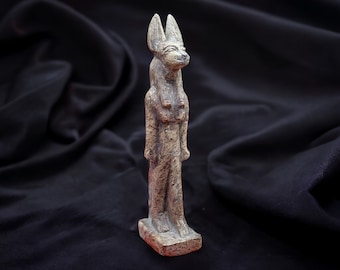 Anubis Statue - Ancient Egyptian God Anpu - Handcarved Stone Statue Made in Egypt