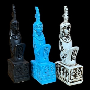 Maat Statue - Handmade in Egypt - Ancient Egyptian Goddess Ma&#39;at with Hieroglyphic Base - Stone Statue