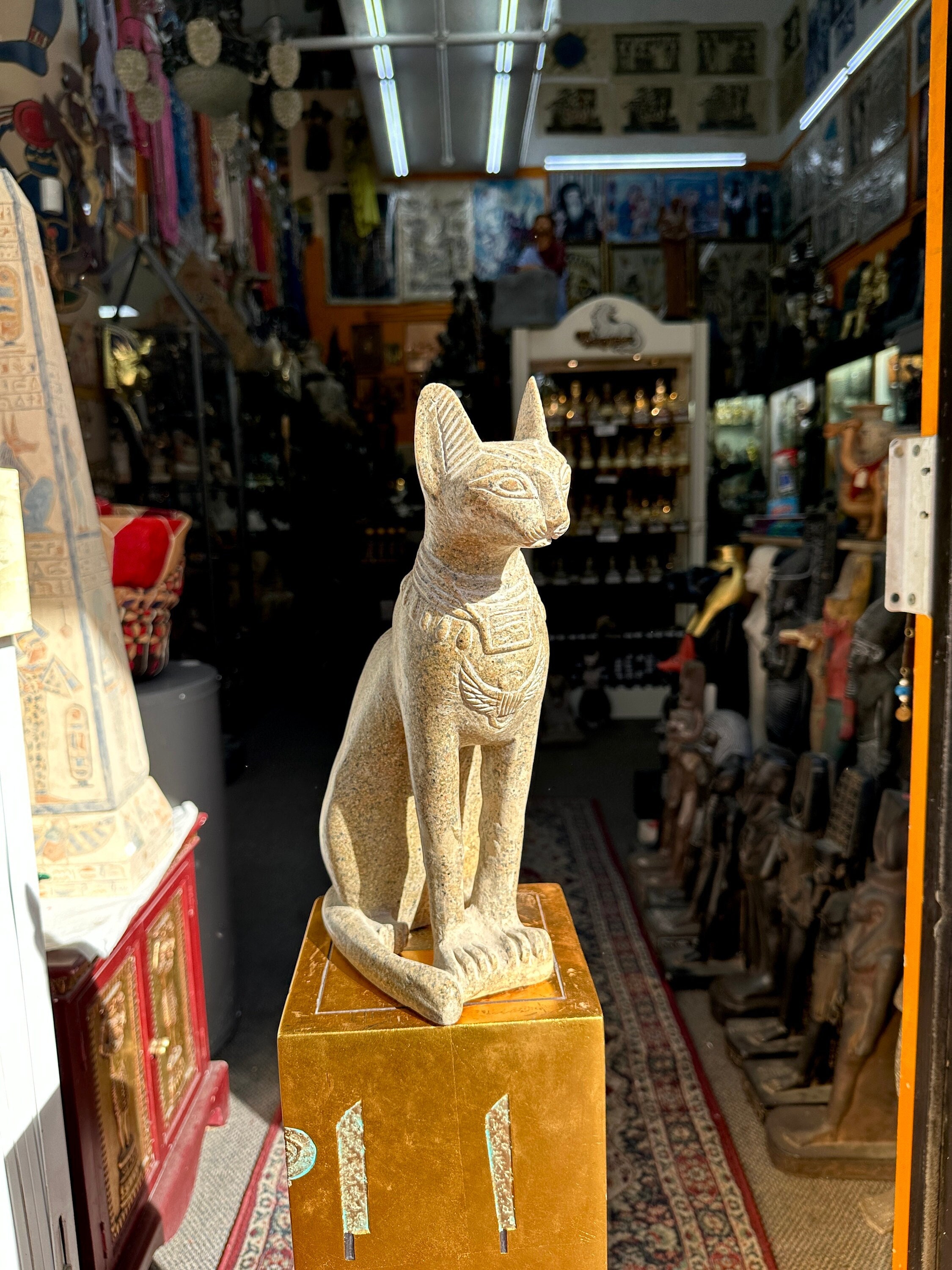 Bastet Statue - Large Goddess Bast Altar Statue Made in Egypt - Ancient Egyptian Cat Goddess