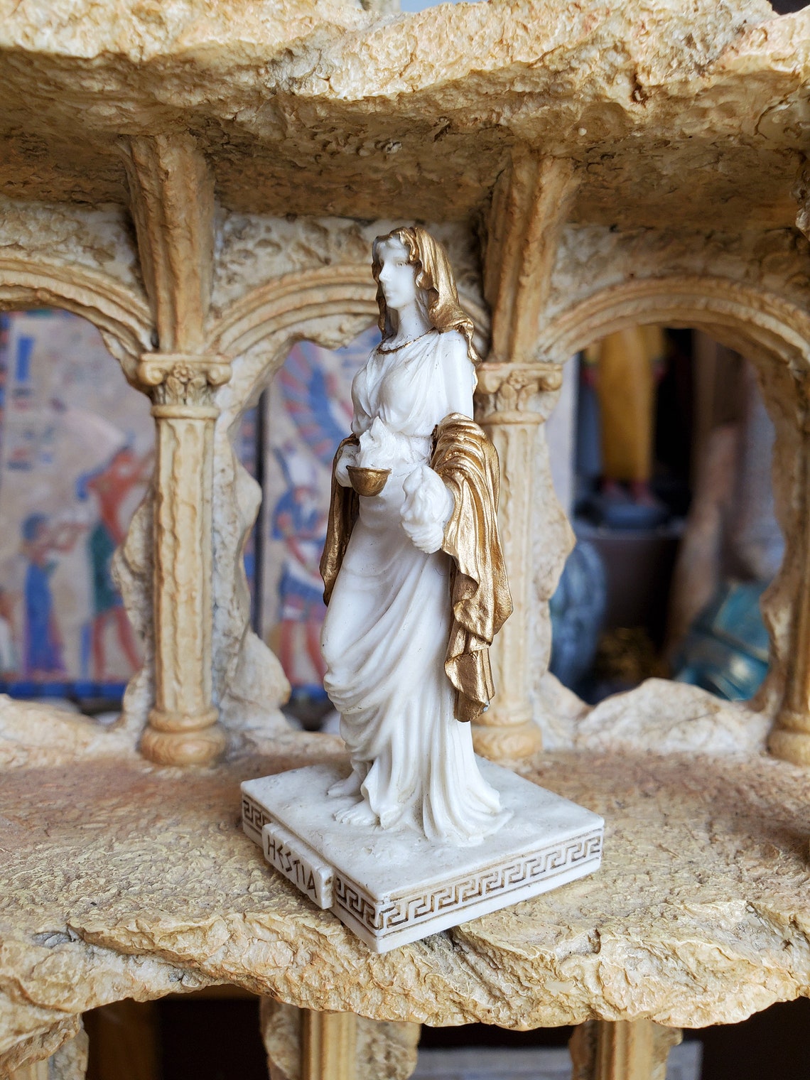 Hestia Mini Statue  Small Hand-Painted Ancient Greek Goddess image 1