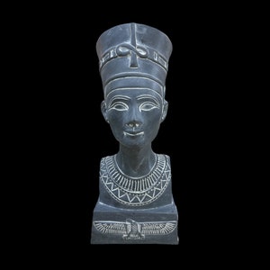 Queen Nefertiti Bust - Basalt Stone Statue - Made in Egypt - Ancient Egyptian Queen Nefertiti