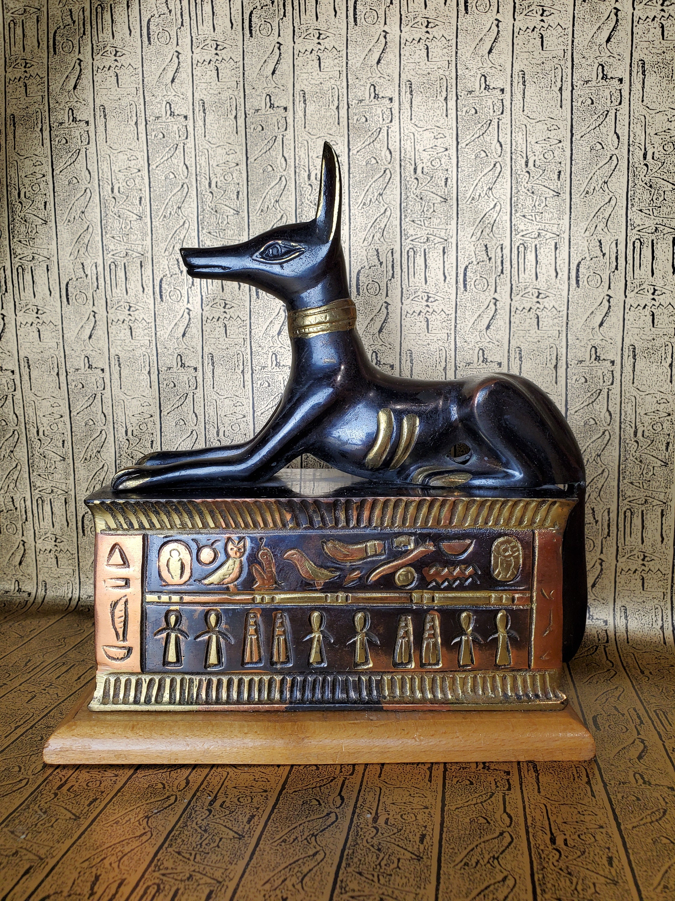 Vintage Anubis On Sarcophagus Statue Made in Egypt Etsy