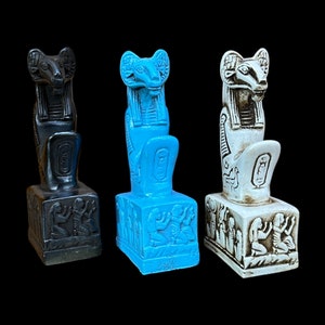 Khnum Statue -  Ancient Egyptian God Khnum with Hieroglyphic Base - Handmade in Egypt