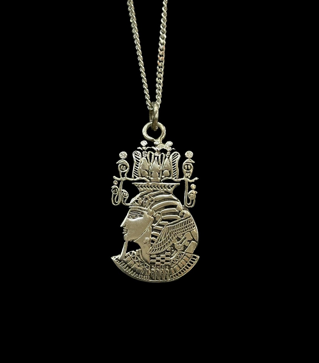 Egyptian Pharoah Amulet .925 Sterling Silver Charm Pendant main image 1