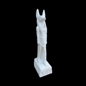 Statua di Sciacallo di Anubi - Statua di alabastro egiziano intagliato a mano - Antico dio egiziano Anpu - Prodotto in Egitto