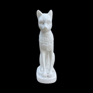 Bastet Statue - Ancient Egyptian Cat Goddess Bast - Hand-carved Egyptian Alabaster Statue - Made in Egypt