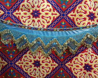 Cintura con monete in chiffon azzurro chiaro per la danza del ventre, perfetta per chi inizia a praticare la danza del ventre!