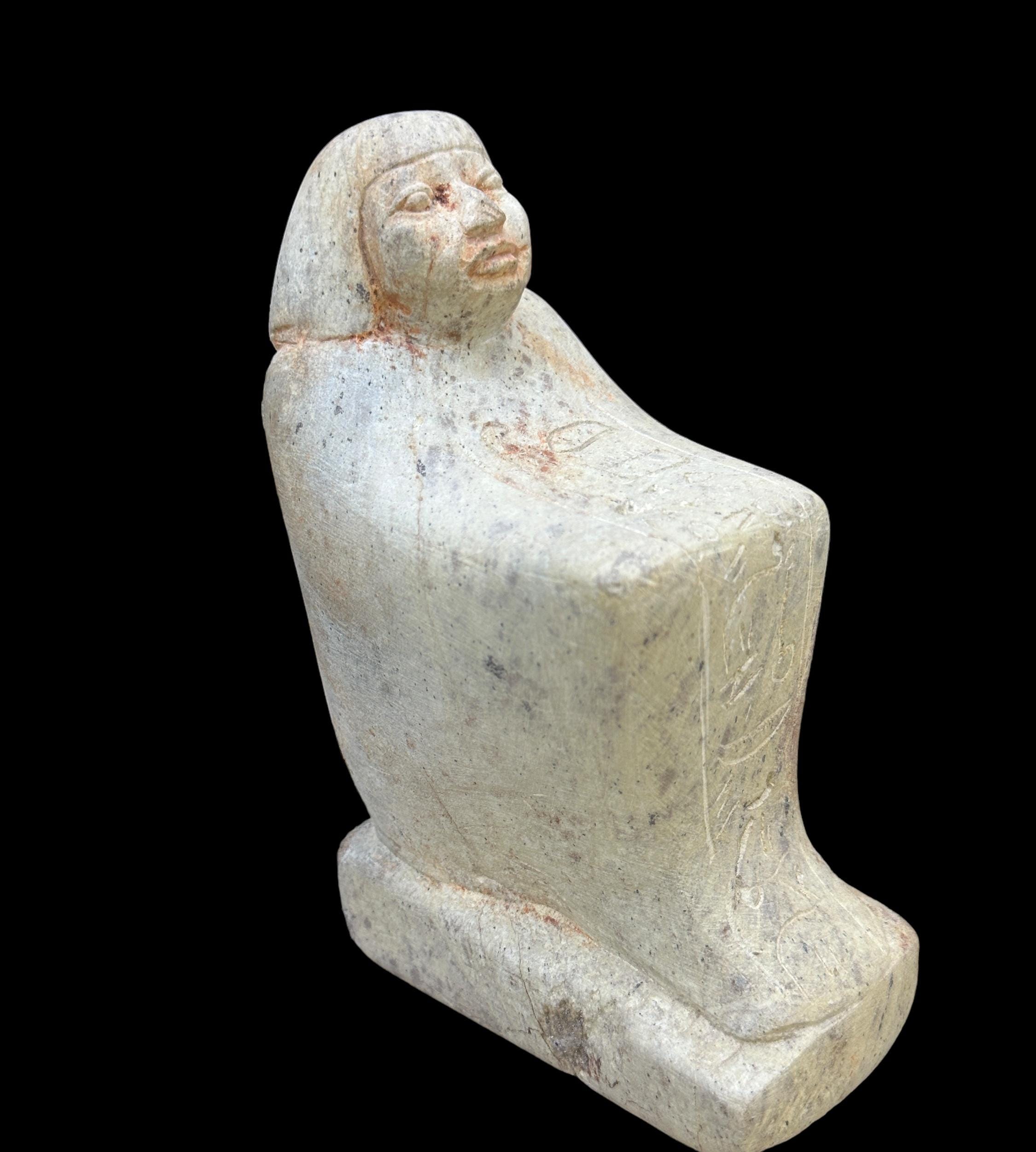 Egyptian Kneeling Magic Scribe Statue - Ancient Egyptian Block Statue ...