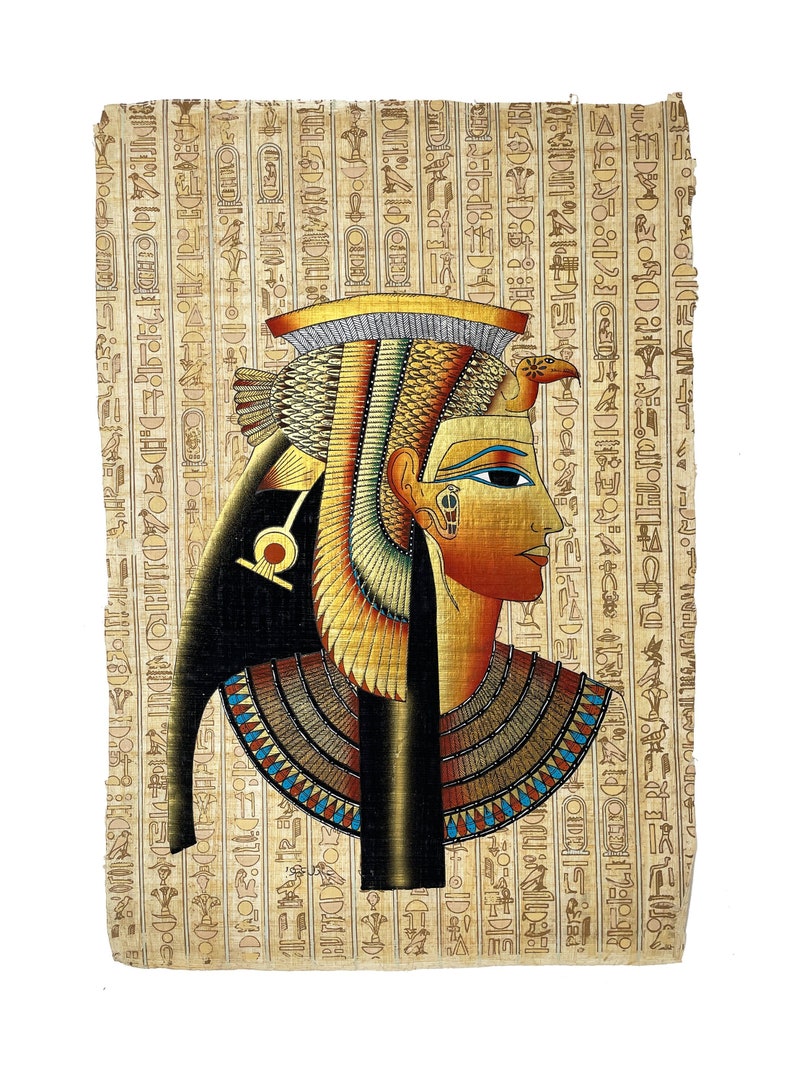 Cleopatra VII Papyrus Ancient Egyptian Queen Cleopatra Hand Made & Hand Painted in Egypt #1