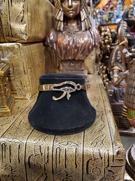 Vintage Gold Eye of Horus Bangle - Handmade in Egy