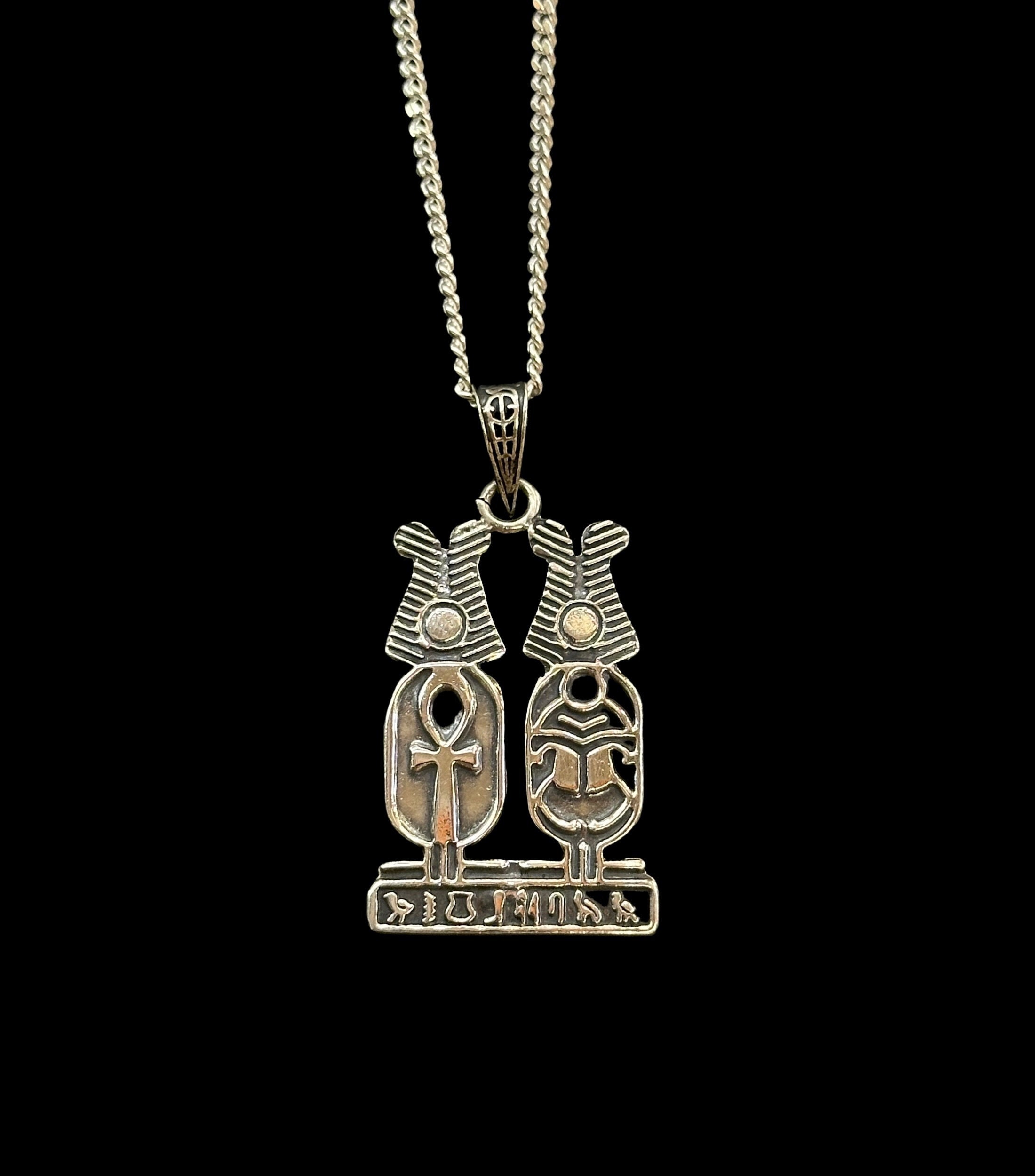 Pendentif Ancien Argent Massif - Croix Scarabée égyptien