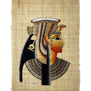 Cleopatra VII Papyrus Ancient Egyptian Queen Cleopatra Hand Made & Hand Painted in Egypt #3