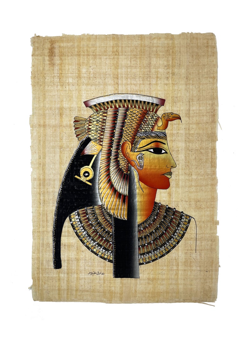 Cleopatra VII Papyrus Ancient Egyptian Queen Cleopatra Hand Made & Hand Painted in Egypt #3