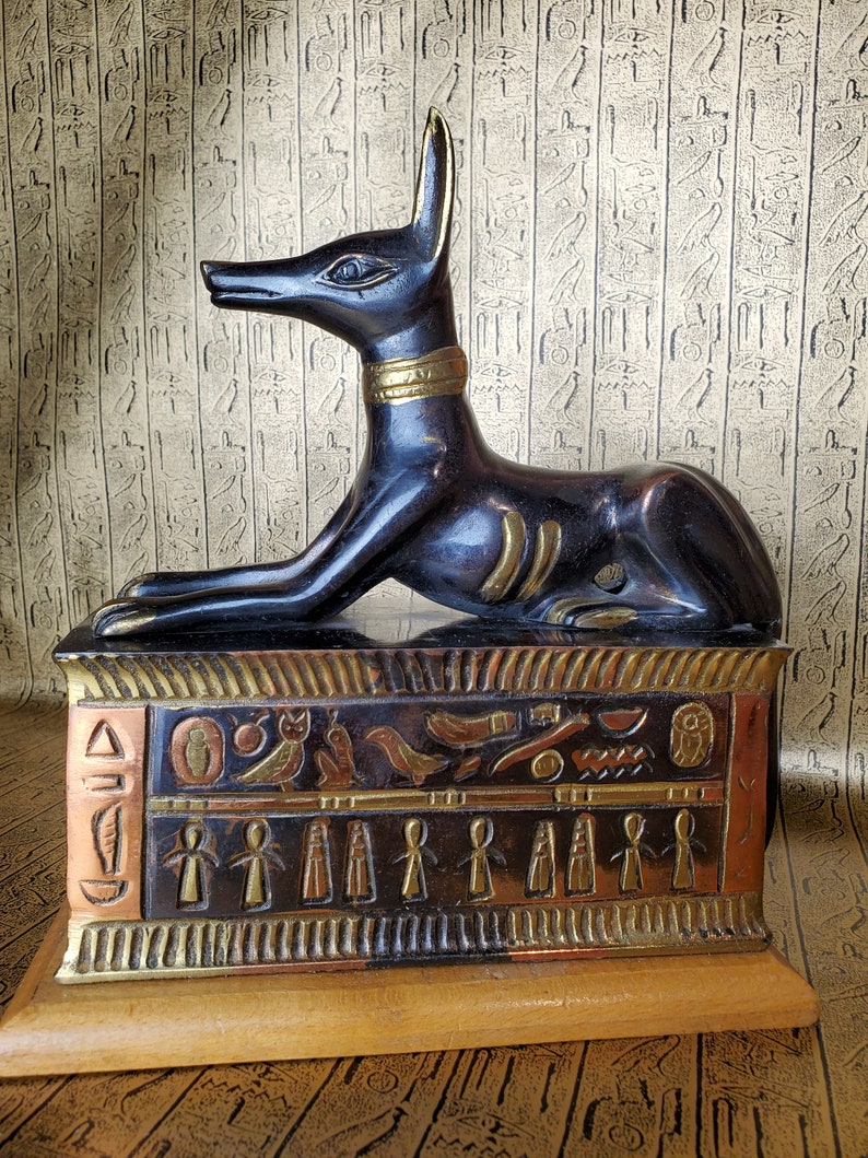 Vintage Anubis on Sarcophagus Statue Made in Egypt | Etsy