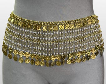 Brass Coin Belt - Vintage Egyptian Handmade Full Metal Coin Scarf