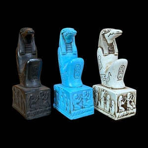 Statue Sobek - Dieu crocodile égyptien antique Sobki avec base hiéroglyphique - Fait à la main en Egypte