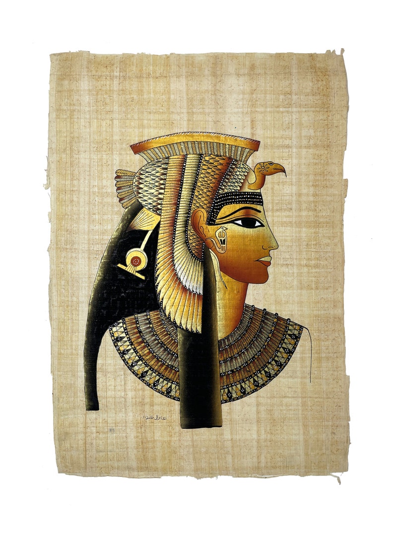 Cleopatra VII Papyrus Ancient Egyptian Queen Cleopatra Hand Made & Hand Painted in Egypt #5