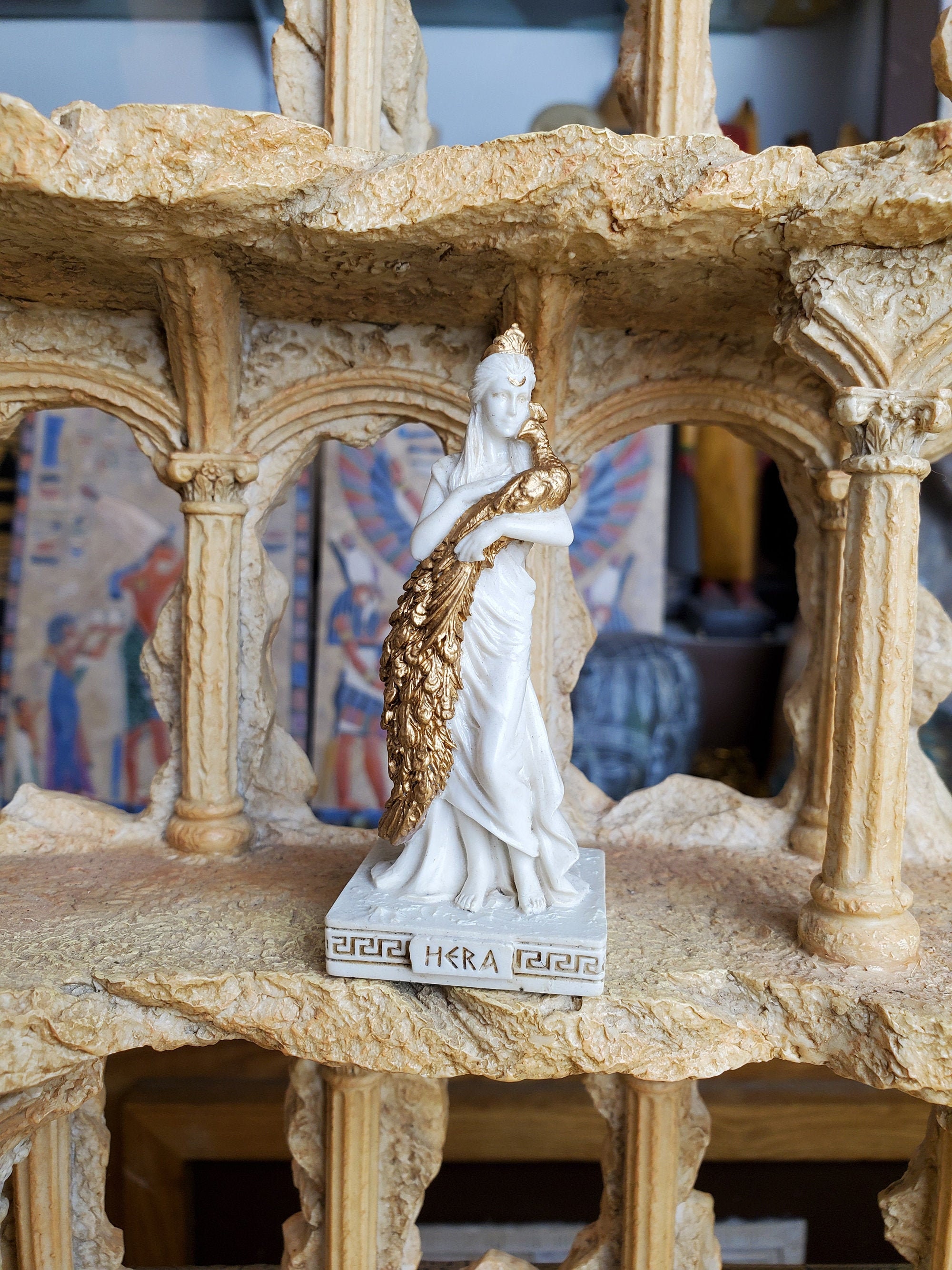 Vintage Hera Mini Statue - Small Hand-Painted Ancient Greek Goddess H…