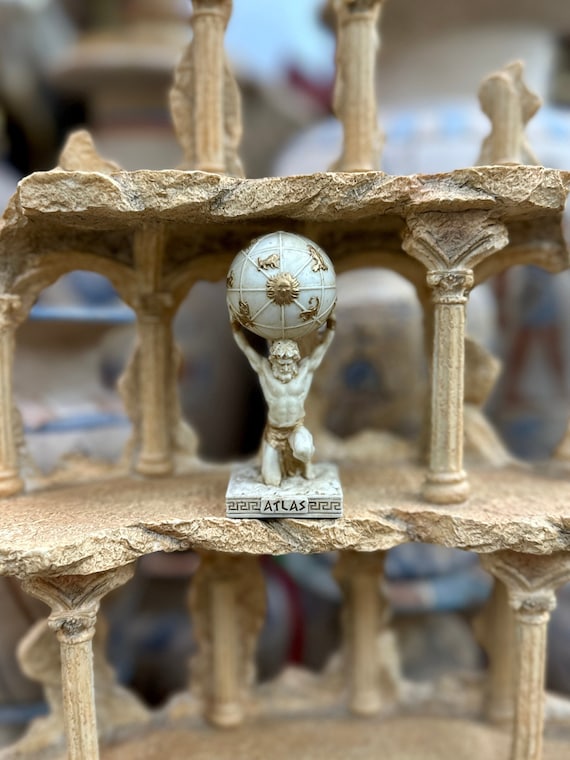 小物 AtLast STOLE Vintage Atlas Mini Statue - Small Hand-painted Ancient Greek Titan