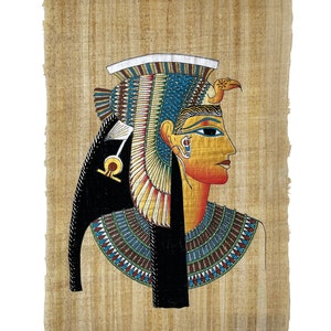 Cleopatra VII Papyrus Ancient Egyptian Queen Cleopatra Hand Made & Hand Painted in Egypt #7