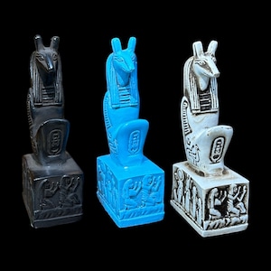 Seth Statue -  Ancient Egyptian God of Chaos - Seth Animal God Set with Hieroglyphic Base - Handmade in Egypt