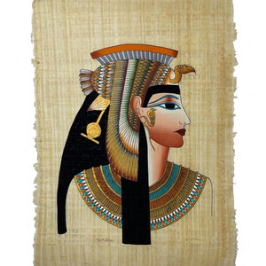 Cleopatra VII Papyrus Ancient Egyptian Queen Cleopatra Hand Made & Hand Painted in Egypt #2
