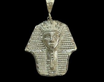 Hanger koning Toetanchamon - Sterlingzilver - Gemaakt in Egypte - Vintage oud-Egyptische 3D-stijl koning Tut - 925 zilveren hanger