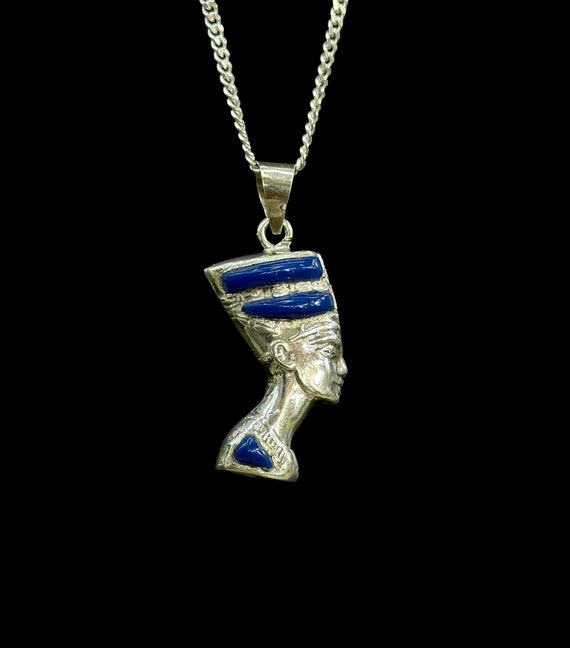 Vintage Nefertiti Pendant - Sterling Silver - Mad… - image 4