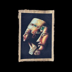 Pharaoh Akhenaten & Queen Nefertiti - Limited Edition Papyrus - 100x70cm