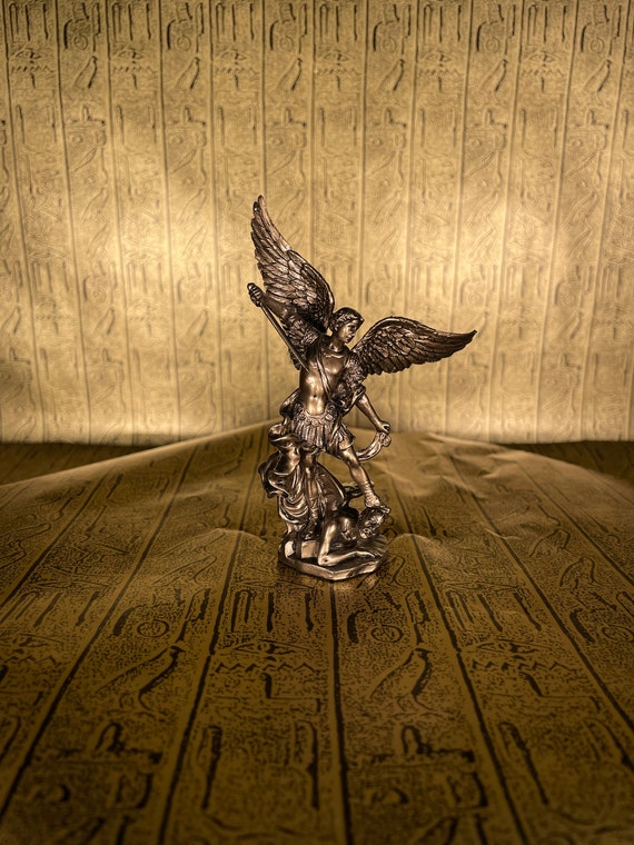 Vintage Archangel Michael Statue - Small Hand-Crafted Christian Mini Altar Statue - 4''/10cm tall