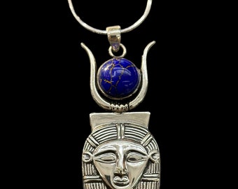 Hathor Pendant - Sterling Silver - Made in Egypt - Ancient Egyptian Cow Goddess - Gift for Her